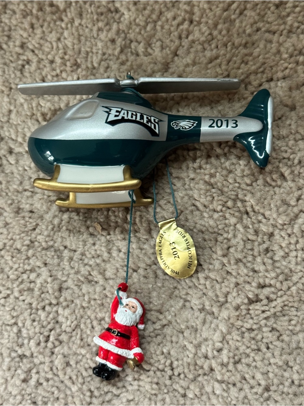 Philadelphia Eagles 2013 Helicopter Ride Danbury Mint Ornament w Box/No Lid
